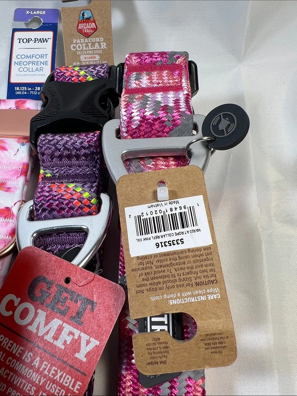 Top Paw Pink & Purple Patterned Dog Collar Set